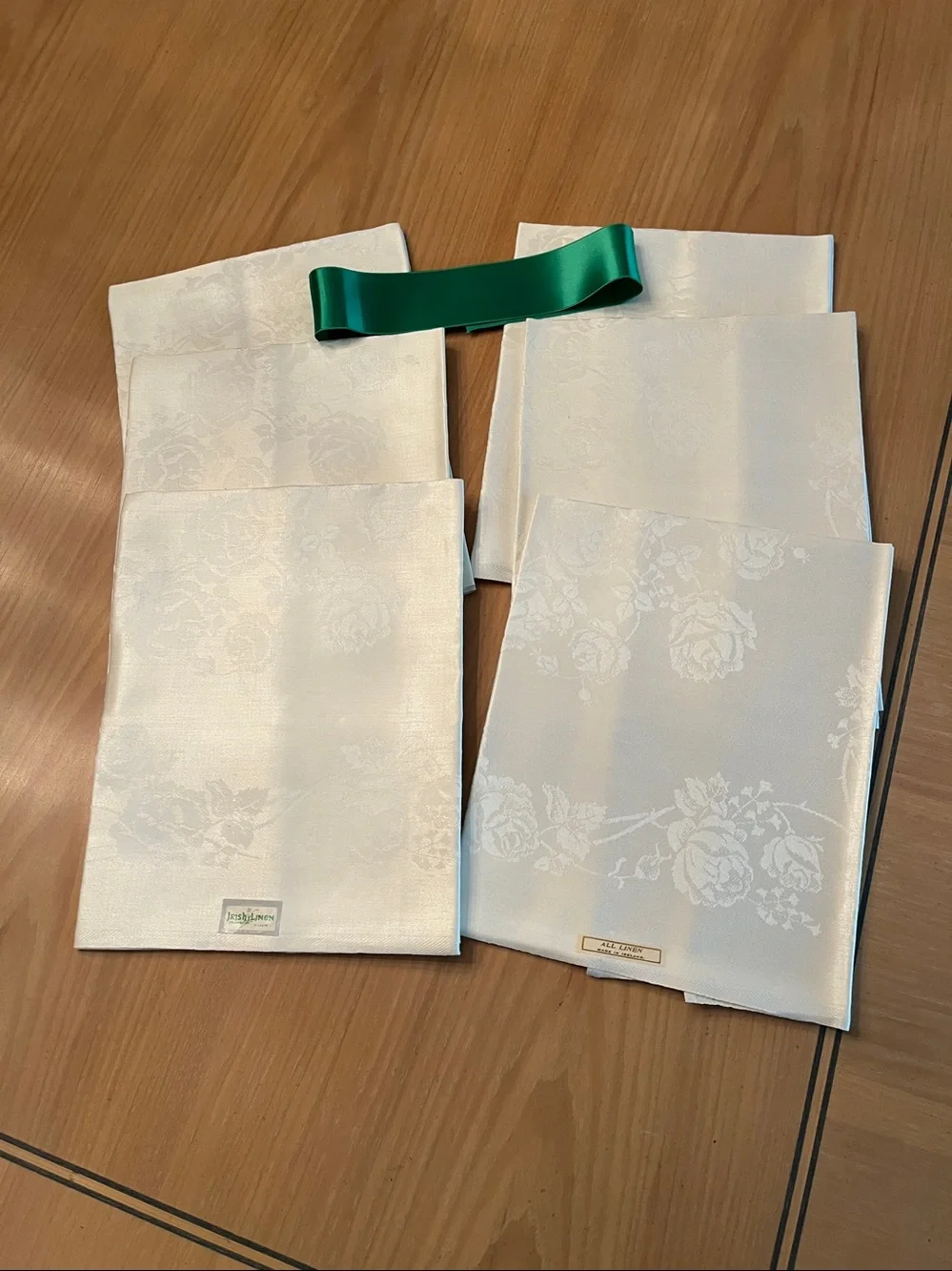 Vintage “never used” Rose pattern Irish linen Napkins